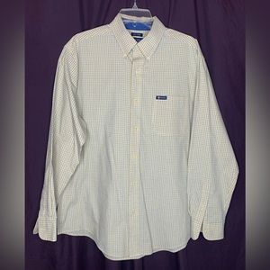 Chaps men’s long sleeve button down shirt light yellow blue checks size L